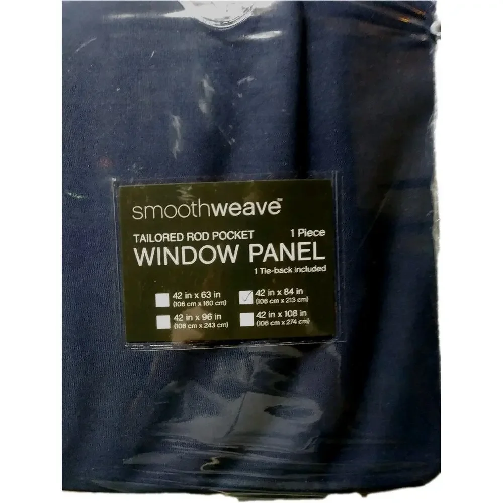Smoothweave 1PC Tailored Rod Pocket Window Panel 42x84 Navy Curtain Drapery